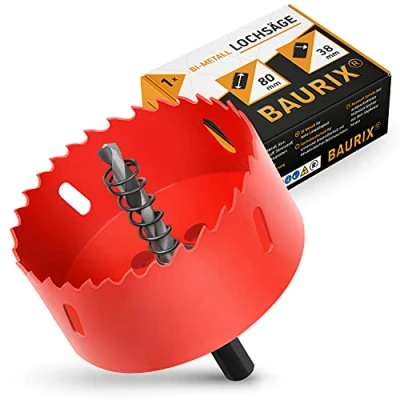 Image of BAURIX® Bi Metal Hole Saw [80mm] Core Cutter Wood Professional Iron Drills for Drywall, Plastic, PVC, Metal, etc. Drill Cup Cutters