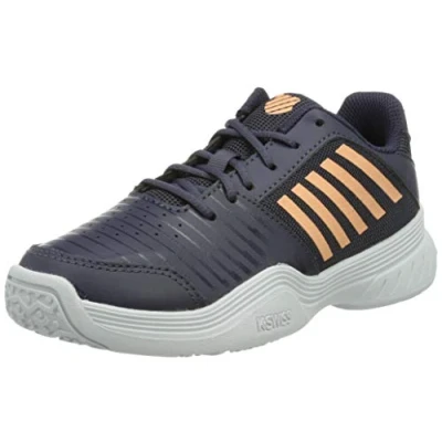 Image of K Swiss Court Express Omni Tennis Shoe, Graystone Peach Nectar White, 13 UK Child