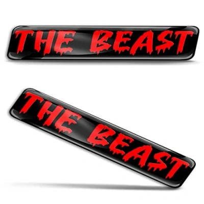 Image of Biomar Labs 2 x 3D Gel Silicone Sticker Beast Badge Red Stickers Car Motorcycle Bicycle Window Door Laptop KS 46