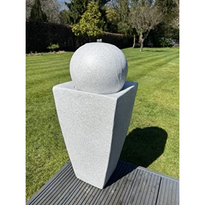 Image of allpondsolutions Outdoor Self Contained Round Ball On Vase Feature with LED Lights in Full White Solar Panel 84x33x33