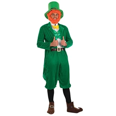 Image of Fun Shack Mens Costume Adults Irish St Patricks Day Green Suit, Classic Leprechaun, XL