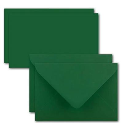 Image of 25 x Card with Envelope Set of Single Cards DIN A7 10.5 7.3 cm Dark Green Envelopes C7