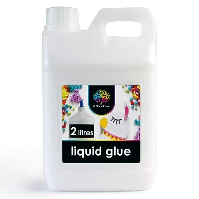 Image of OfficeTree 2 Litre Liquid White Glue for Crafts Transparent Drying PVA Crafting Clear School Paper Craft Strong Solvent Free Adhesive