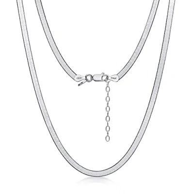 Image of Amberta Women&#039;s 925 Sterling Silver Flat Snake Chain: 3 mm 45 cm/18 inch