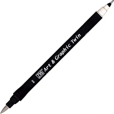 Image of Kuretake ZIG Art and Graphic Twin Tip Brush Marker Pen 800 Cool Grey 1