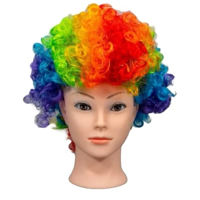 Image of Afro Wigs Curly Bouncy Hair For Fancy Dress Party Costume Disco Accessory Unisex 60s 70S 80s Theme,Rainbow