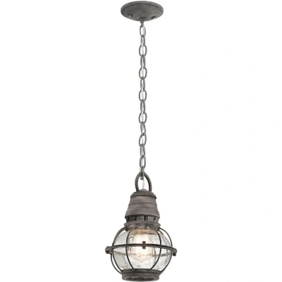 Image of Bridge Point 1 Light Small Outdoor Ceiling Chain Lantern Zinc IP44, E27