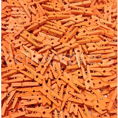 Image of celloexpress Pack of 100 25mm Mini Wooden Craft Pegs Orange