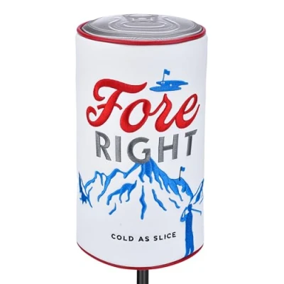 Image of Shanker Golf Driver Headcover Fore Right Beer Can Funny Tour Grade PU Leather Club Cover Embroidered Finish