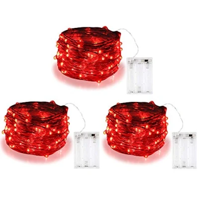 Image of BOLWEO Battery Powered Fairy String Lights, 3M 30LEDs,Red Ambiance Lighting for Party Wedding Holiday Christmas New Year&#039;s Eve Decoration,3Pack