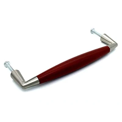 Image of Combination D Handles 128mm Burgundy Red &amp; Matt Nickel Cupboard Cabinet Handles. (12)