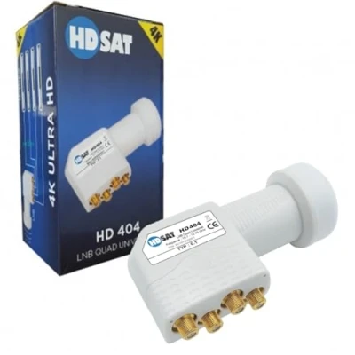 Image of HDSAT HD404 LNB Quad Full HD 4K Parabolic Head 4 Outputs 0.1dB Compatible Astra EUTELSAT