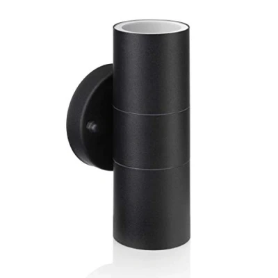 Image of Auraglow Stainless Steel Indoor/Outdoor Double Up &amp; Down Wall Light Fitting Only Matte Black Finish