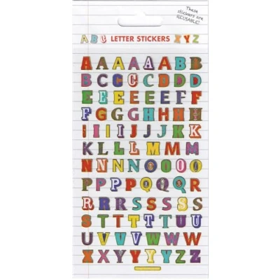Image of Colourful Letters Sparkly Reusable Stickers Perfect for Craft Activities Children and Adults on Non Porous Surfaces