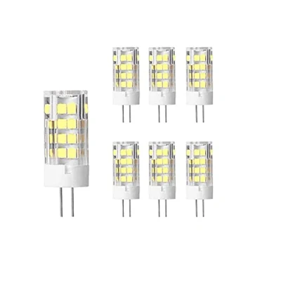 Image of OUKAIDE 6 pack G4 LED bulbs 5W 51 SMD 2835LEDs lamp AC220 240V cool white 6000k Super bright bulb 500LM Beam angle 360 Ceramic base Non dimmable