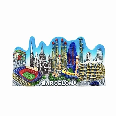 Image of Barcelona Spain 3D Landmark Refrigerator Magnet Resin Travel Souvenirs,Handmade Home &amp; Kitchen Decoration Fridge Collection Gift