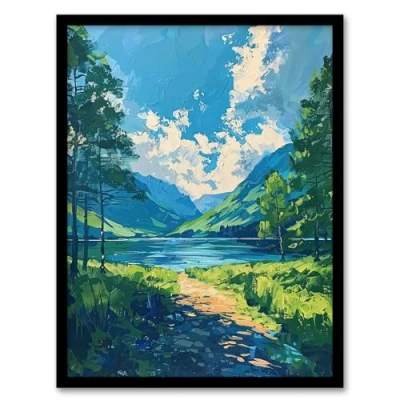 Image of Artery8 Lake District Windermere Acrylic Landscape Summer Living Room Artwork Framed Wall Art Print 18X24 Inch