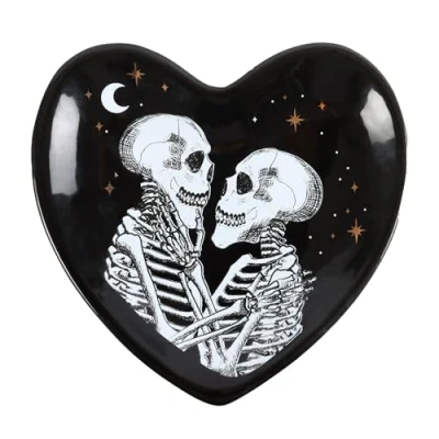 Image of Something Different Wholesale Skeleton Couple Heart Trinket Dish Gothic Wedding Gifts, Anniversary Decor, Til Death Do Us Party Range Unique Presents from