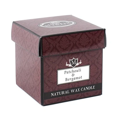 Image of Mystix London Patchouli &amp; Bergamot Scented Candle Large 29cl Best Aroma for Home, Kitchen, Living Room and Bathroom Perfect as a Gift Reusable Glass Jar