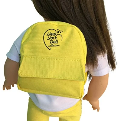 Image of The New York Doll Collection Denim Yellow Backpack Fits 18 Inch/ 46cm Dolls Girl Accessories