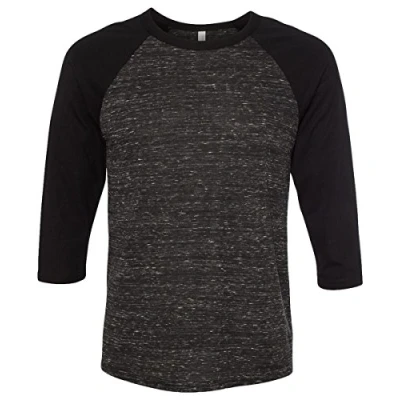 Image of Canvas 3/4 Sleeve Raglan Baseball T Shirt. 3200 X Large Black Marble / (US)