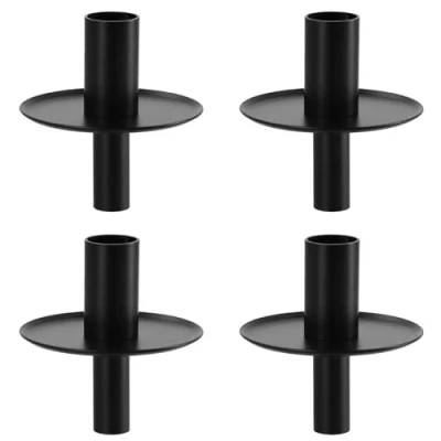Image of Azonelife 4 Pcs Metal Bottle Candle Holders, Black Retro Iron Wine Candlestick Holders for Taper Candles, Attachment bottles or Champagne Ideal Decoration