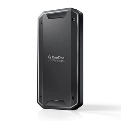 Image of SanDisk Professional 2TB PRO G40 SSD external Drive, Portable SSD, up to 3000 MB/s, Solid State Thunderbolt 3 (40Gbps), USB C (10Gbps), Ultra rugged IP68 dust/water resistance. Formatted exFAT