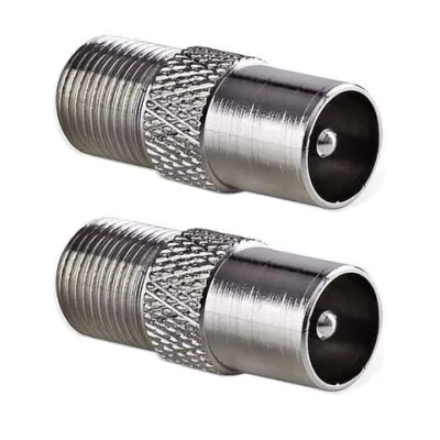 Image of ASCL 2 x F Socket Female to Coax Plug Male TV Aerial Connector Adaptor for Cable Lead