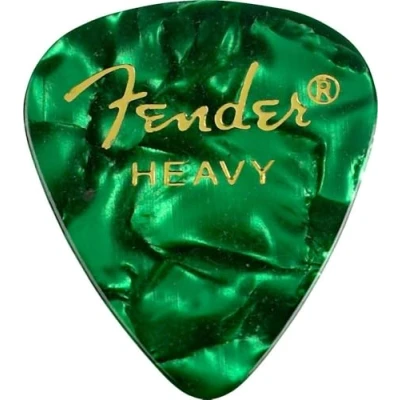 Image of Fender Premium Celluloid 351 Shape Picks, Heavy, Green Moto, 12 Pack