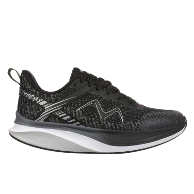 Image of MBT Huracan 3 LACE UP Women&#039;s Sports Shoes. Anatomical and Comfortable Running Sneakers. Physiological Footwear for Comfort Stability with Curved Sole. Color Black