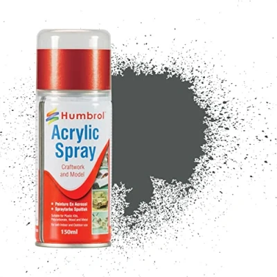Image of Humbrol Modellers Spray Paint AD6027 No 27 Sea Grey 150ml Model Paints for Plastic Kits, Fast Drying Modelling Crafting Surfaces Including Plastic, Fabric, Glass, Wood &amp; Metal Models