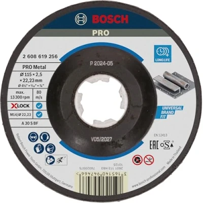 Image of Bosch Accessories Cutting Disc with Depressed Centre Expert (for Metal, X LOCK, Diameter 115 mm, Bore Diameter: 22.23 Thickness: 2.5 mm)