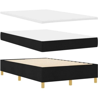 Image of Box Spring Bed with Mattress &amp; Bench Black 120x190 cm Fabric Vidaxl