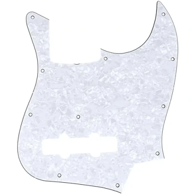 Image of Musiclily Pro 11 Hole J Bass Pickguard for JPN Fender Japan 4 String Jazz Bass, 4Ply White Pearl