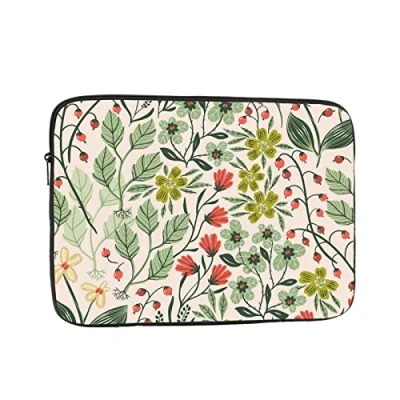 Image of AABSTBFM Beautiful Flowers Printed Laptop Sleeve For 13 Inch Laptop, Shockproof Oxford Fabric Protective Case Bag