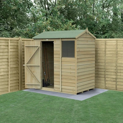 Image of 6&#039; x 4&#039; Forest 4Life 25yr Guarantee Overlap Pressure Treated Reverse Apex Wooden Shed (1.88m 1.34m)