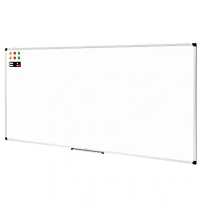 Image of Amazon Basics Whiteboard Drywipe Magnetic with Pen Tray and Aluminium Trim, 240 cm x 120 (WxH)