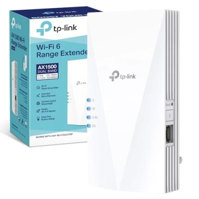 Image of TP Link RE500X WiFi 6 AX1500Mbps, Extender Booster, Internet Gigabit Ethernet Port, Booster Range Extender, EasyMesh, Access Point, Repeater, App Control Easy Setup, UK Plug