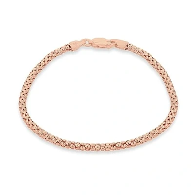 Image of Tuscany Silver Women&#039;s Sterling Rose Gold Plated 250 Popcorn Bracelet 19cm/7.5&quot;
