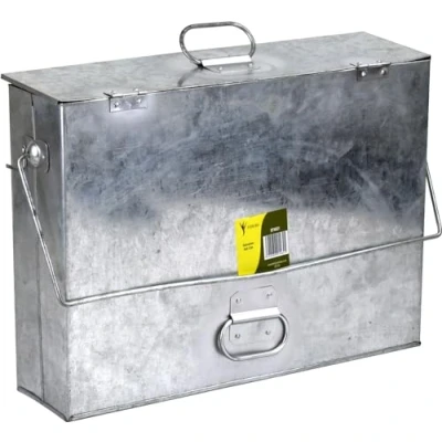 Image of Sterling Ventures Galvanised Metal Ash Carrier Bucket with Lid &amp; Handle Hot Tidy Box Container Fireplace Pan Bin Fire Pits Wood Coal Burning (Silver)