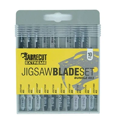Image of 10 x SabreCut JSSCK003 Professional Jigsaw Wood Cutting T144D T144DP T101B T101BF T101AO T111C T119BO Box Set Compatible with Bosch Dewalt Makita Milwaukee and many more