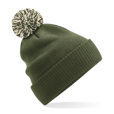 Image of Beechfield Snowstar Beanie Olive Green/Oatmeal One Size