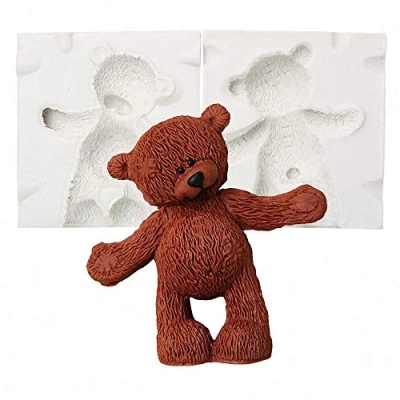 Image of 3D Teddy Bear Doll Silicone Fondant Mold Chocolate Candy Sugar Craft Gum Paste Mould Paper Clay Soap Candle Cake Decoration Tool