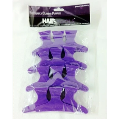 Image of Hair Tools Salon Butterfly Section Clamps/Clips X12 Purple
