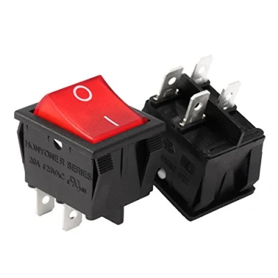 Image of Sourcingmap 2Pcs AC 20A/125V 22A/250V DPST 4 Pins 2 Position I/O On Off Button Red Backlit Light Boat Rocker Marine Push Switch