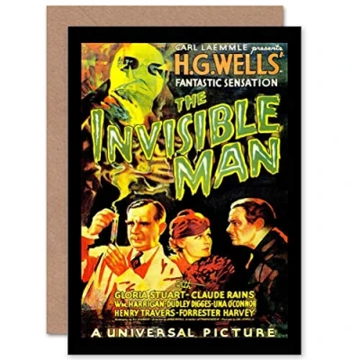 Image of Wee Blue Coo MOVIE FILM INVISIBLE MAN HG WELLS CLASSIC HORROR SCI FI GREETINGS CARD
