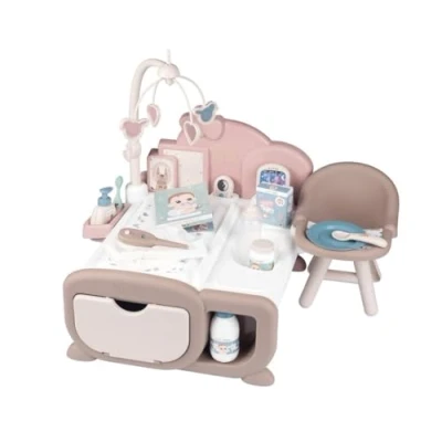 Image of Smoby baby NURSE NURSERY 17 piece Playset Complete space for the child to care of their includes Electronic phone with lullabies Perfect Kids and Toddlers interactive Doll play