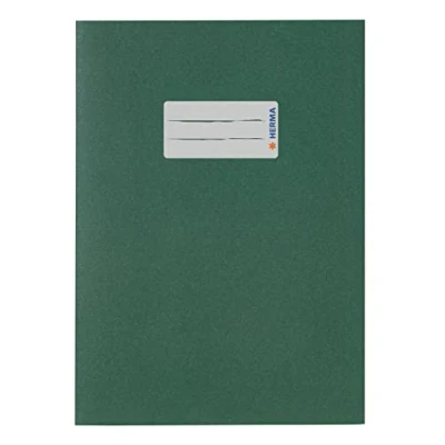 Image of HERMA 5505 Paper Notebook Covers DIN A5, Book with Labelling Field, Made of Strong Recycled and Rich Colours, Set 10 Exercise Protectors for School Books Green