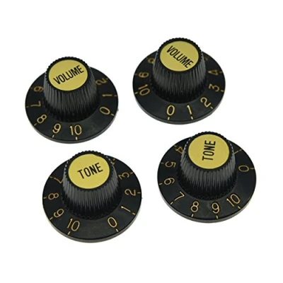 Image of Dopro 4pcs Black with Gold Cap LP Metric Guitar Witch Hat Knobs Top for SG Epiphone Les Paul
