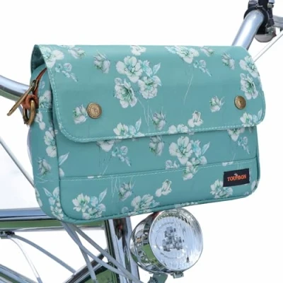 Image of Tourbn TOURBON Waterproof Canvas Bike Panniers Bicycle Pouch Handlebar Bag Flower Pattern